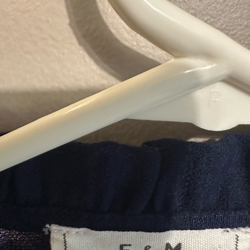 Navy Ruffled Button-Up Blouse - Picture 2 of 3